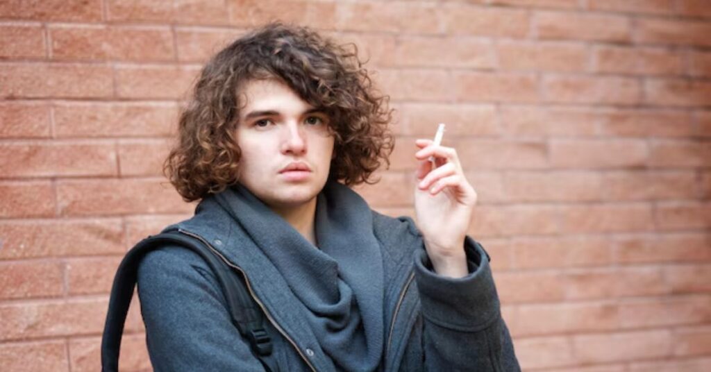 Curly Side long Part men's