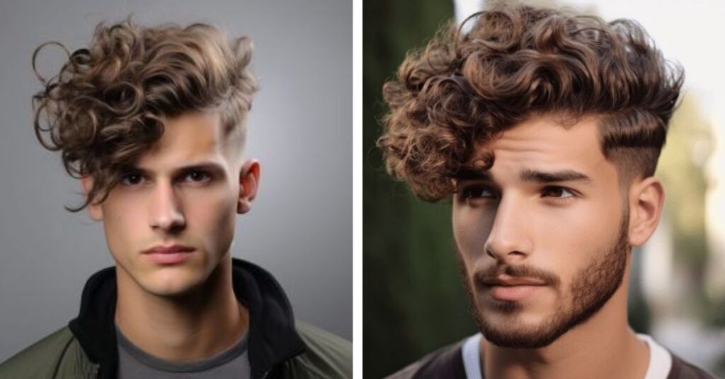 Short Curly Side Swept for Men