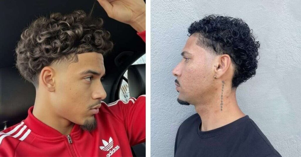 Geometric Taper Short Curly Hairstyles for Men