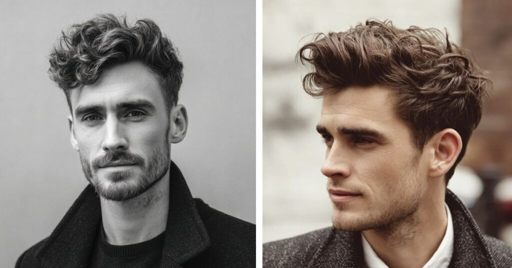 Short Curly Layered Quiff for men's