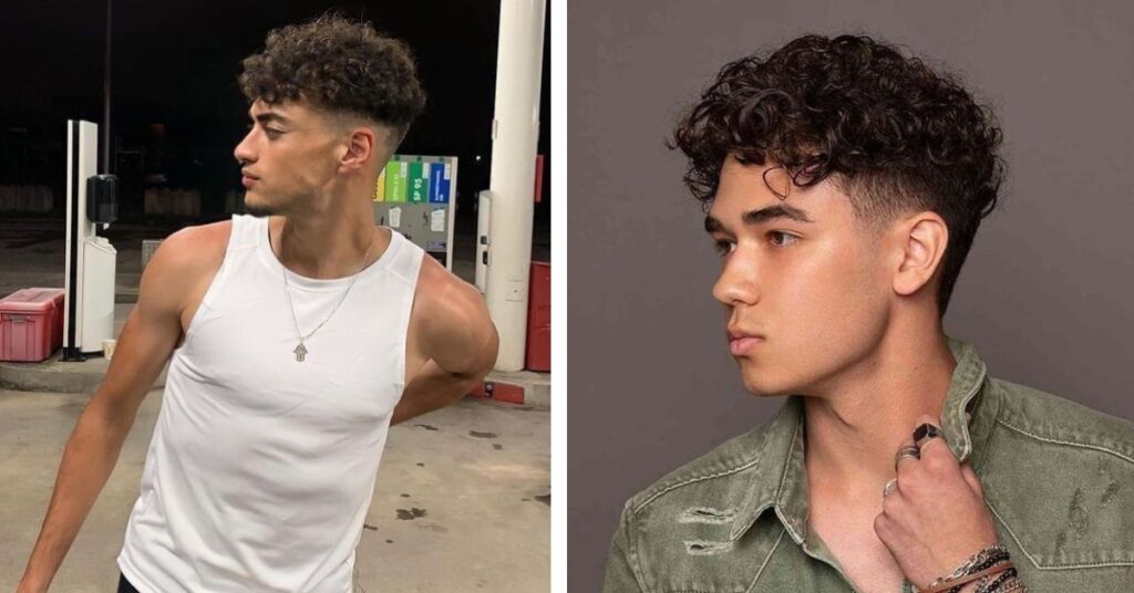 Short Curly Taper with Fade haircut