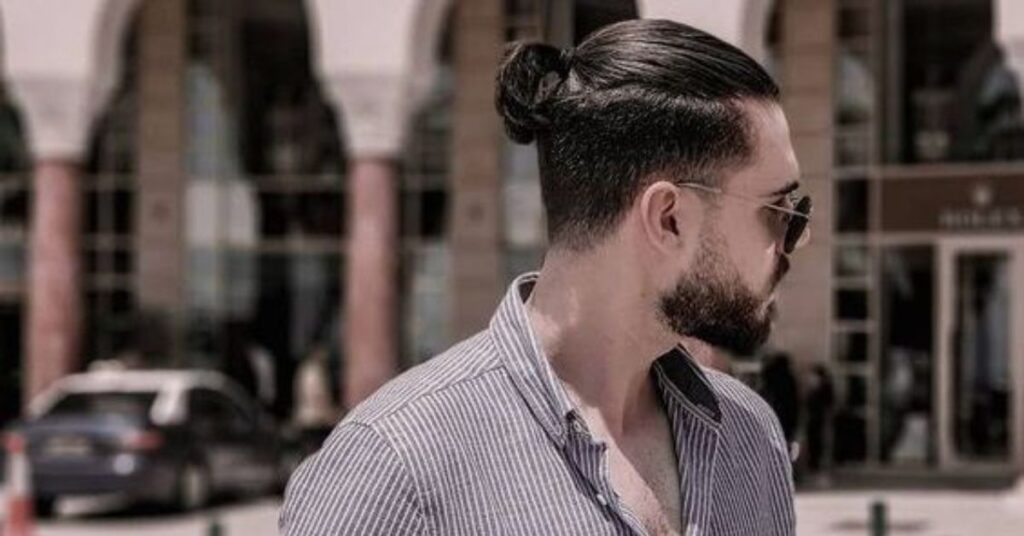 Curly Top Knot with Tapered Sides