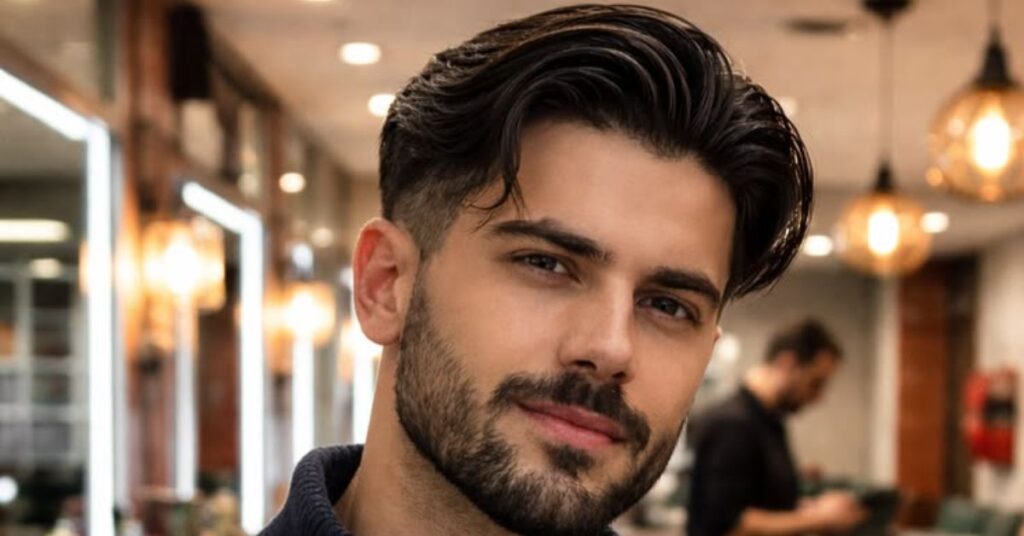 Long Length Classic Side Part Pompadour with Soft Edges