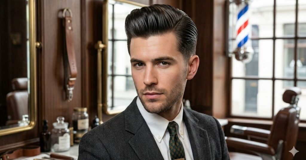 Slick Back Classic Side Part Pompadour 