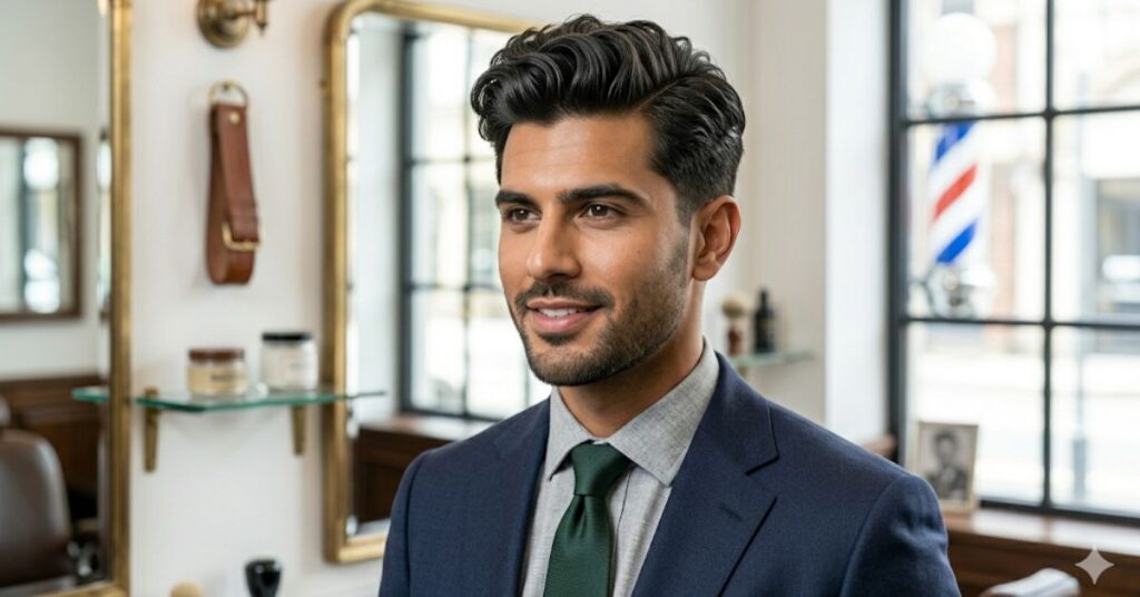 Wavy Classic Side Part Pompadour for Natural Texture