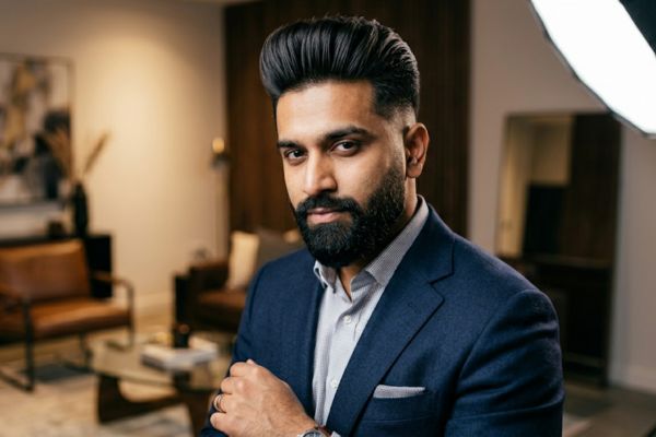 Pompadour With Beard Bold and Confident