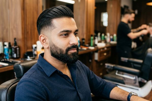Slick Back Fade With a Beard 