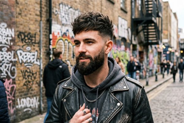 Textured Crop With Beard Modern and Edgy