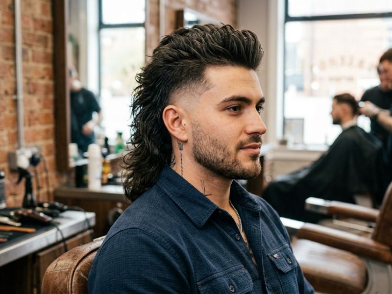 Mohawk Burst Fade Mullet